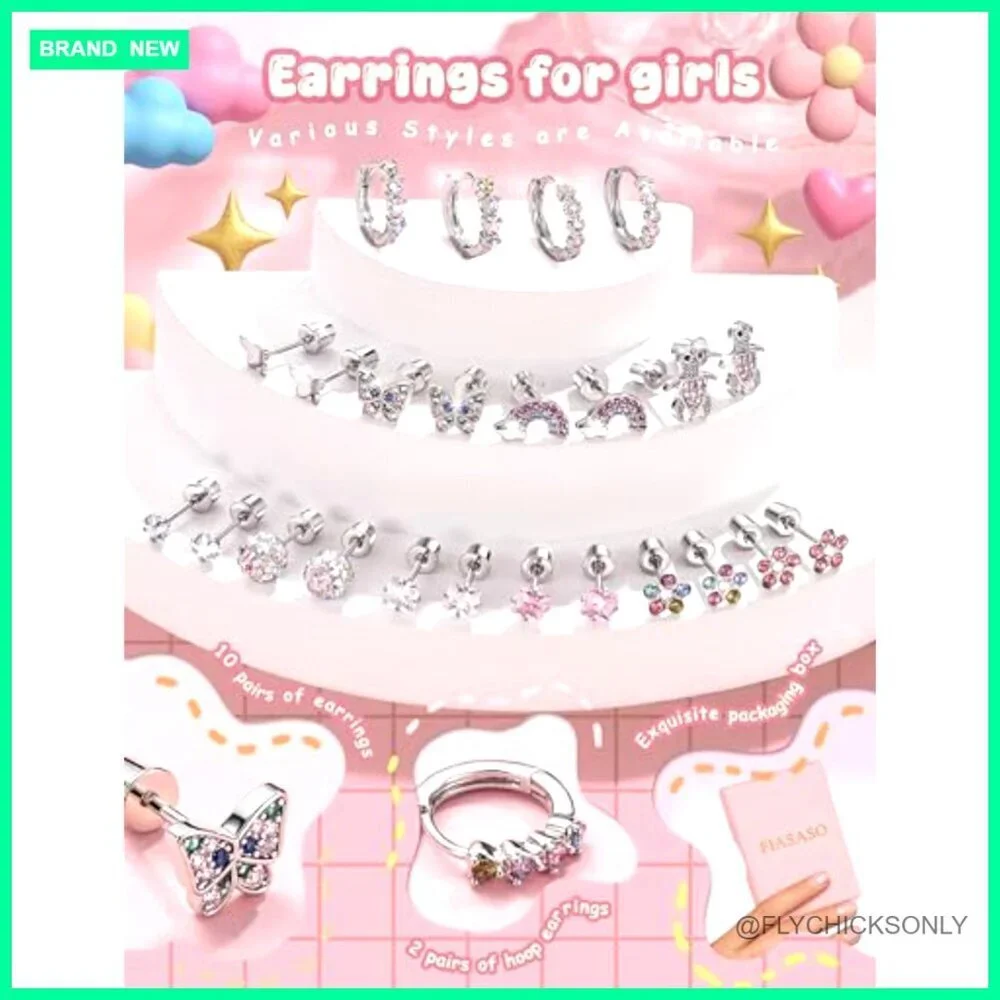Hypoallergenic Surgical Stainless Steel Earrings Screw Back Stud Hoop